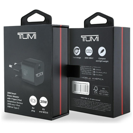 Ładowarka sieciowa TUMI Smart Power 20W  USB-C czarny