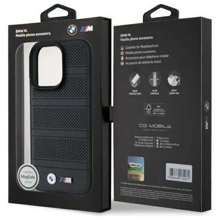 Oryginalne Etui IPHONE 16 PRO MAX BMW Hardcase M Perforated & Stitched Line MagSafe (BMHMP16X23PUSPK) czarne