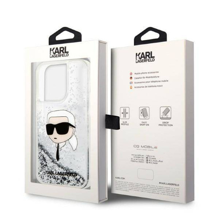 Karl Lagerfeld Liquid Glitter NFT Karl's Head - Etui iPhone 14 Pro (srebrny)