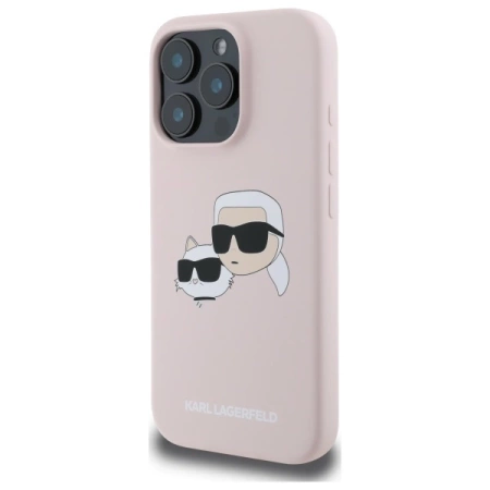 Karl Lagerfeld Silicone Case Heads Print MagSafe for iPhone 16 Pro - Pink