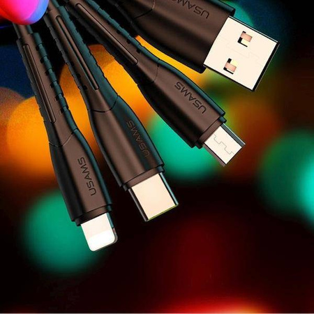 USAMS Ład. sam. 2xUSB C13 2,1A 3w1 (microUSB/USB-C/lightning) czarny/black NTU35YTSC13TZ