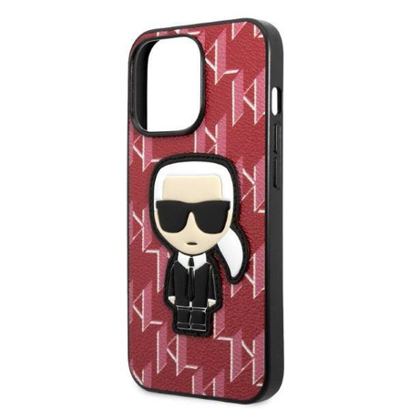Original Handyhülle IPHONE 13 PRO MAX Karl Lagerfeld Hardcase Monogram Ikonik Patch rot