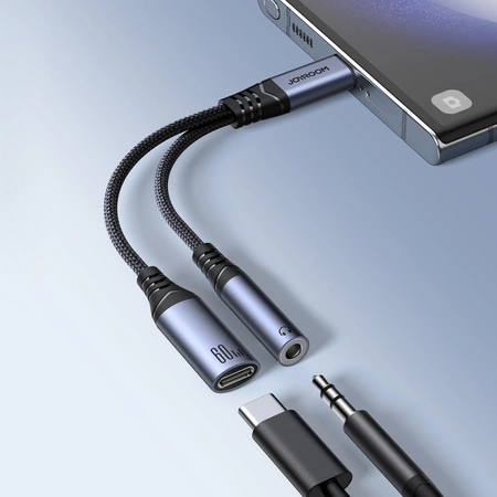 Joyroom SY-C02 2in1 DAC adapter USB-C to USB-C / 3.5 mm mini jack - black