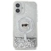 Original Handyhülle IPHONE 16 Karl Lagerfeld Hardcase Liquid Glitter Karl Head MagSafe (KLHMP16SLGKISGH) transparent