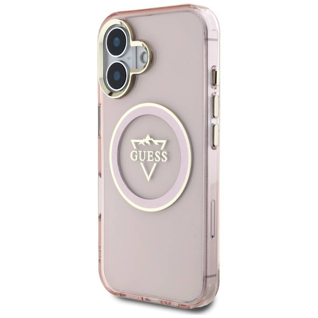 Oryginalne Etui IPHONE 16 Guess IML Metal Mountain Logo MagSafe różowe