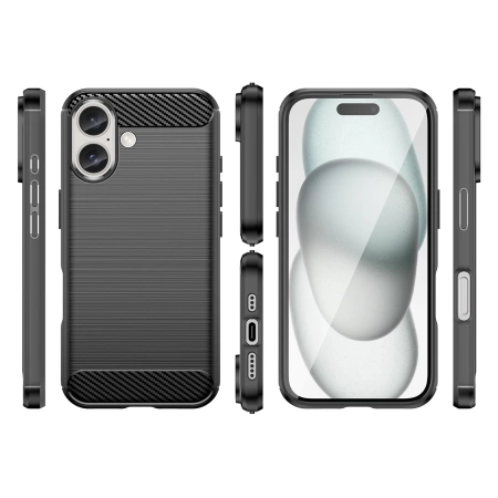 Etui silikonowe Carbon Case do iPhone 16 Plus - czarne