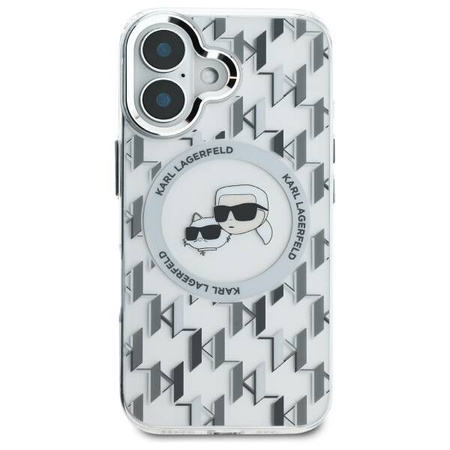 Karl Lagerfeld nakładka do iPhone 16 6,1&quot; KLHMP16SHMCKMHT przezroczysta Hardcase IML Monogram Karl&Choupette Head MagSafe