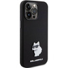 Karl Lagerfeld Choupette Metal Pin-Hülle aus Silikon für iPhone 15 Pro Max – Schwarz