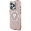 Guess IML Metal Glitter 4G Circle Triangle MagSafe Case für iPhone 16 Pro - Rosa