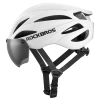 Rockbros Bike Helmet with Visor, Detachable UV Protective Goggles, Unisex, Matte - White
