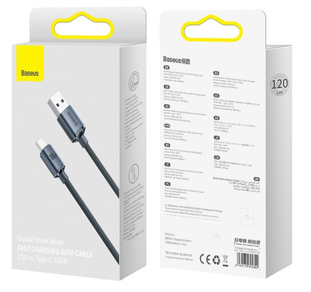 Baseus Crystal Shine Series Fast Charging Data Cable USB to Type-C 100W 1.2m Black