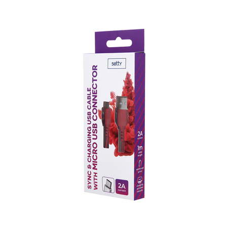 Setty kabel USB- microUSB 1,0 m 2A czerwony