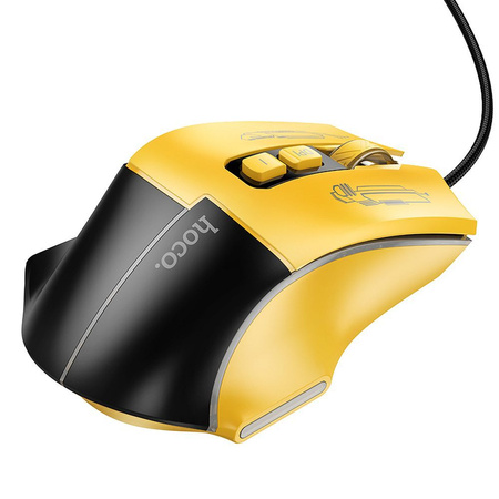 HOCO mysz komputerowa gamingowa przewodowa USB A 3600DPI GM31 czarno żółta