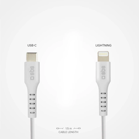 SBS TECABLELIGTC1W USB-C – Lightning Kabel mit MFi-Zertifizierung, 1 m – Weiß