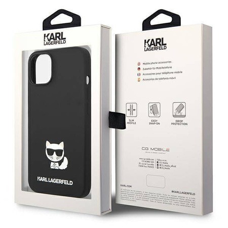 Original Case IPHONE 14 PLUS Karl Lagerfeld Hardcase Silicone Choupette Body (KLHCP14MSLCTBK) black