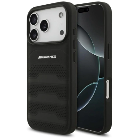 AMG Leather Debossed Lines Logo Case for iPhone 17 Pro - Black
