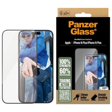 PanzerGlass Displayschutzfolie iPhone 16 Plus 6,7&quot; Ultra-Wide Fit 2863