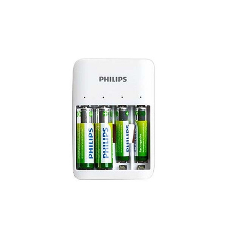 PHILIPS Czterokanałowa ładowarka do akumulatorów NiMH USB + 2xAA 1300mAh + 2xAAA 700mAh