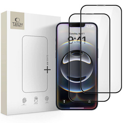 Gehärtetes Glas IPHONE 13 / 13 PRO / 14 / 16E Tech-Protect Glass Fit+ 2-Pack schwarz