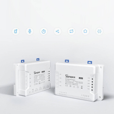 Sonoff inteligentny 4-kanałowy przekaźnik przełącznik prądu Wi-Fi biały (4CHR3)