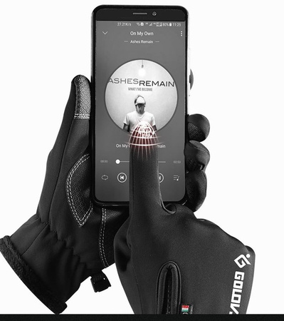 RĘKAWICZKI ZIMOWE SPORT DO SMARTPHONE S OCIEPLANE BLACK