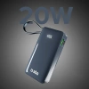 Powerbank SBS 10000 mAh 20W mit integriertem USB-C-Kabel und Digitalanzeige - dunkelgrau