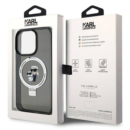 Karl Lagerfeld KLHMP15LHMRSKCK iPhone 15 Pro 6.1&quot; black/black hardcase Ring Stand Karl&amp;Choupette MagSafe