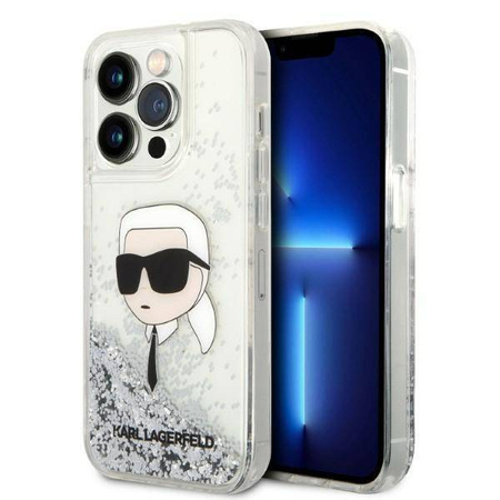 Karl Lagerfeld Liquid Glitter NFT Karl's Head - Etui iPhone 14 Pro Max (srebrny)