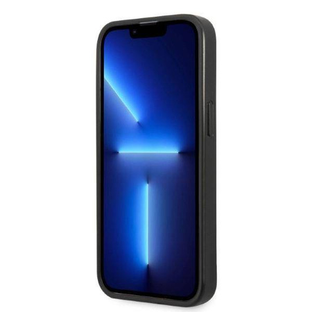 Original Handyhülle IPHONE 13 PRO MAX Karl Lagerfeld Hardcase Saffiano Plaque schwarz