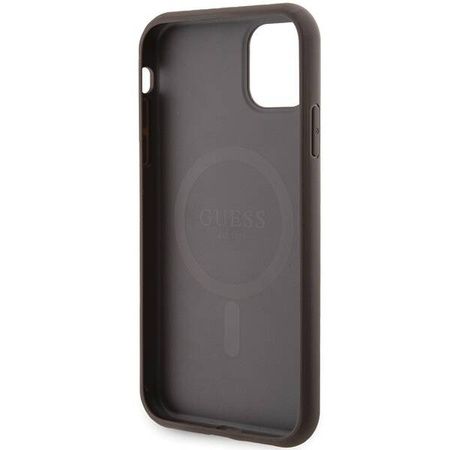 Oryginalne Etui GUESS Hardcase GUHMN61G4GFRW do iPhone 11 (Kompatybilny z Magsafe / 4G Ring classic logo / brązowy)