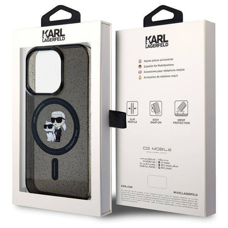 Karl Lagerfeld Karl&amp;Choupette Glitter MagSafe case for iPhone 15 Pro - black