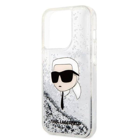 Karl Lagerfeld Liquid Glitter NFT Karl's Head - Etui iPhone 14 Pro Max (srebrny)