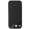 Original Handyhülle IPHONE 16 BMW Hardcase M Perforated Tricolor Line MagSafe (BMHMP16S23PUPDK) schwarz
