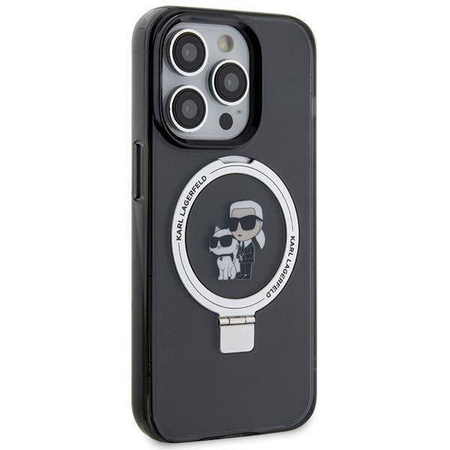 Karl Lagerfeld KLHMP15XHMRSKCK iPhone 15 Pro Max 6,7" schwarz/schwarz Hardcase Ringständer Karl&amp;Choupette MagSafe