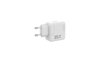 Land. network. MX Burst GaN PD 35W, 2xUSB-C + PD 20W C/Lightning cable, WHITE/WHITE