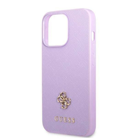Original Handyhülle IPHONE 13 PRO Guess Hardcase Saffiano 4G Small Metal Logo violett