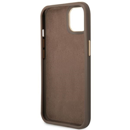 Oryginalne Etui IPHONE 14 Guess Hard Case 4G Vintage Gold Logo (GUHCP14SHG4SHW) brązowe