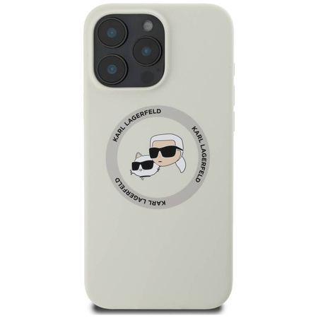 Schutzhülle IPHONE 16 PRO Karl Lagerfeld Silicone Double Heads&Circle MagSafe beige