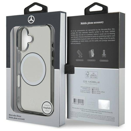 Original Handyhülle IPHONE 16 Mercedes Hardcase Printed Logo MagSafe (MEHMP16S23HUOKC) transparent