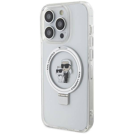 Oryginalne Etui IPHONE 13 PRO Karl Lagerfeld Hardcase Ring Stand Karl&Choupettte MagSafe (KLHMP13LHMRSKCH) białe