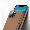 Dux Ducis Grit Leather Case for iPhone 14 Max Elegant Faux Leather Cover (MagSafe Compatible) Brown