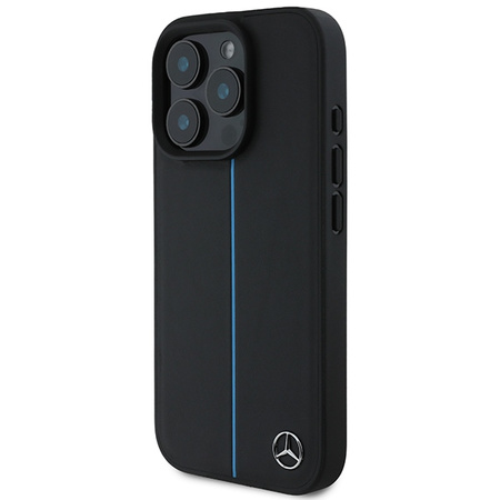 Mercedes nakładka do iPhone 16 Pro 6,3&quot; MEHMP16L23RURBK Hardcase MB Blue Line Leather MagSafe czarna