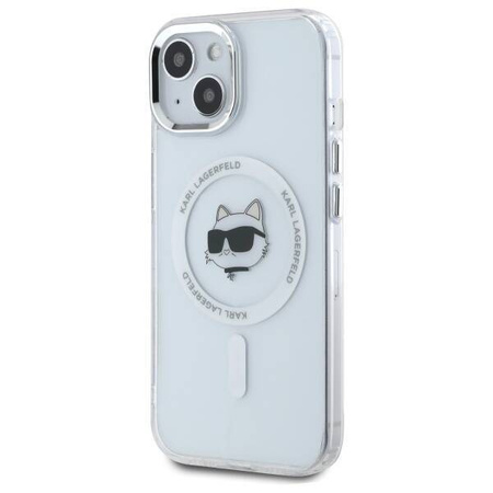 Etui Karl Lagerfeld IML Metal Choupette Head MagSafe na iPhone 15 Plus - białe