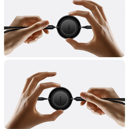 Baseus Bright Mirror 2 retractable cable 3in1 USB Type C - micro USB + Lightning + USB Type C 3.5A 1.1m black (CAMJ010201)