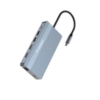 Hub USB-C 14 w 1 Wozinsky WDS03Y5S wielofunkcyjny, aluminiowy, do 3 monitorów, z kablem 15 cm  - szary