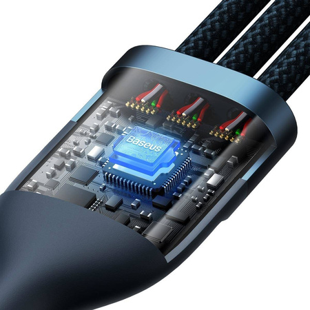 Baseus Flash Series II USB Typ C / USB Typ A Kabel - USB Typ C / Lightning / Micro USB 100 W 1,5 m blau (CASS030203)