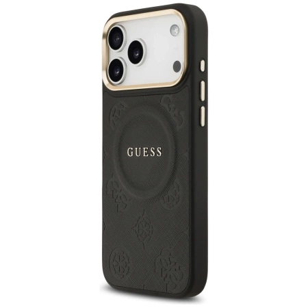 Guess Peony Hot Stamp MagSafe Case for iPhone 17 Pro Max - Black