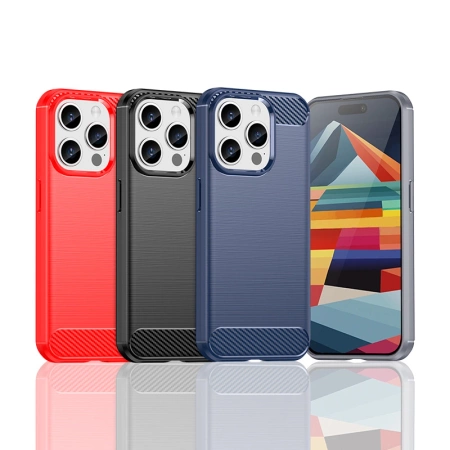 Flexible Carbon-Musterhülle für iPhone 15 Pro Carbon Case – Schwarz
