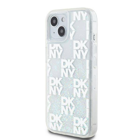 DKNY DKHCP15SLCPEPT iPhone 15 / 14 / 13 6.1" biały/white hardcase Liquid Glitter Multilogo