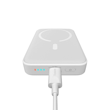 Baseus Magnetic Mini Power Bank mit MagSafe 15W / PD Quick Charge QC 20W 10000mAh Weiß (Overseas Edition) + USB-C-Kabel der Xiaobai-Serie - USB-C 60W 3A 0,5m Weiß
